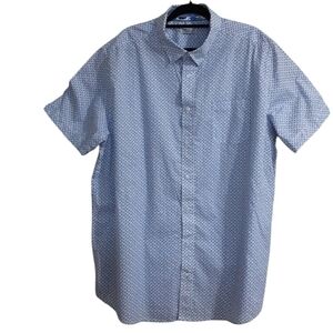 Projek Raw casual button down shirt white blue plane printed vacation beach  2XT